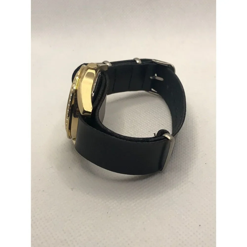 Fossil ES3343 Women's Black Leather Analog Champagne Dial Quartz Watch LP223